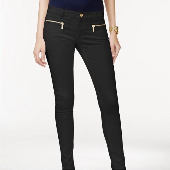 Michael Kors Slim Fit Zippered Jeans Pants Black Size 6P - Picture 1 of 7